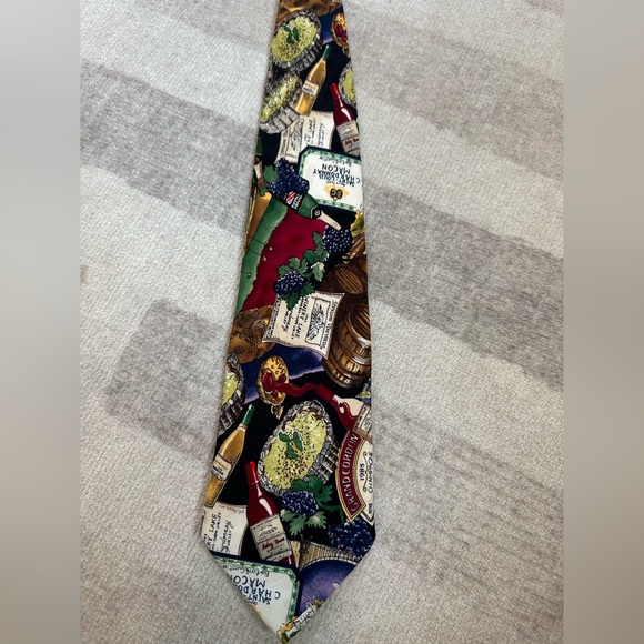 Vintage 1993 Nicole Miller Wine Silk Tie - Picture 2 of 6